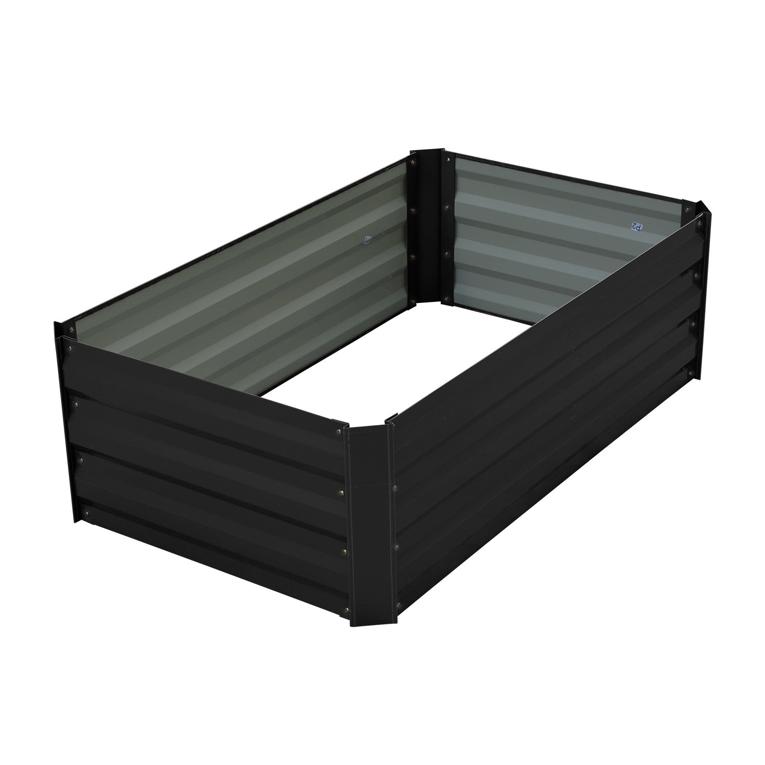 Wallaroo Garden Bed 100 x 60 x 30cm Galvanized Steel - Black - SILBERSHELL