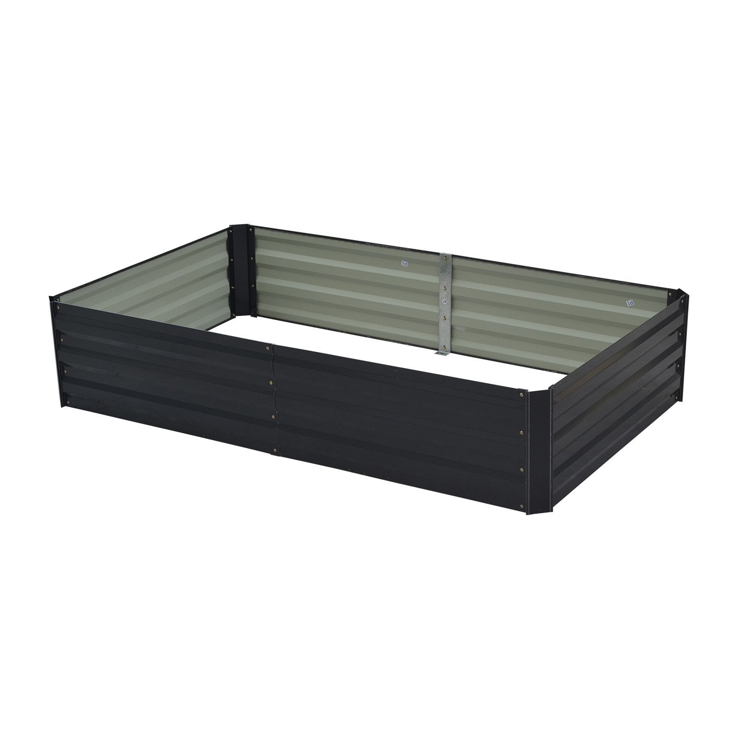Wallaroo 150 x 90 x 30cm Galvanized Steel Garden Bed - Black - SILBERSHELL