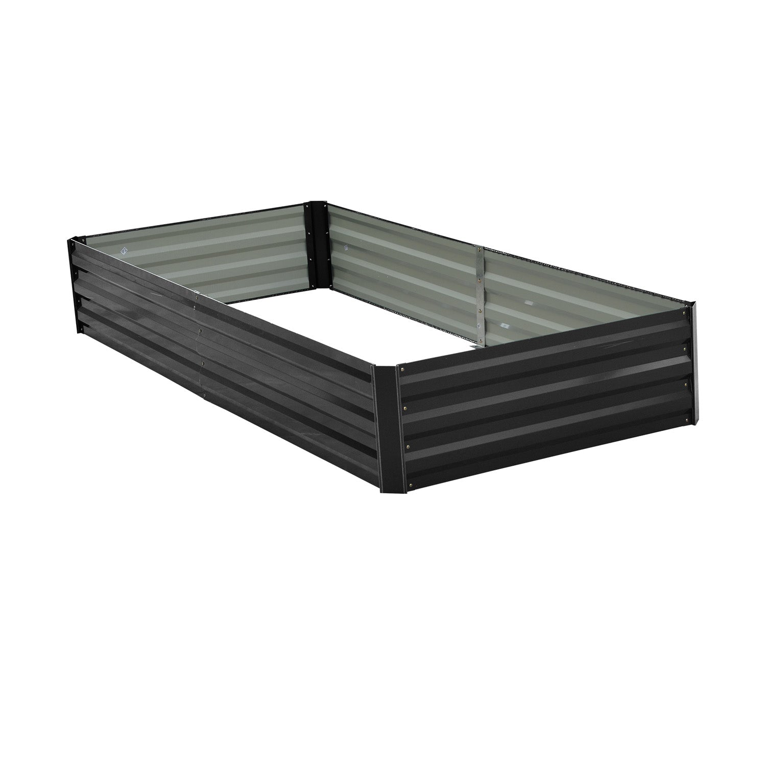 Wallaroo Garden Bed 210 x 90 x 30cm Galvanized Steel - Black - SILBERSHELL