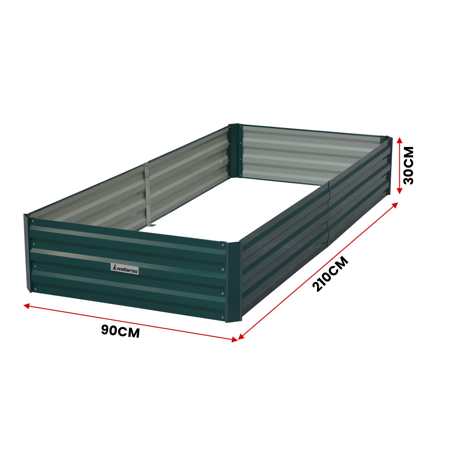 Wallaroo Garden Bed 210 x 90 x 30cm Galvanized Steel - Green - SILBERSHELL