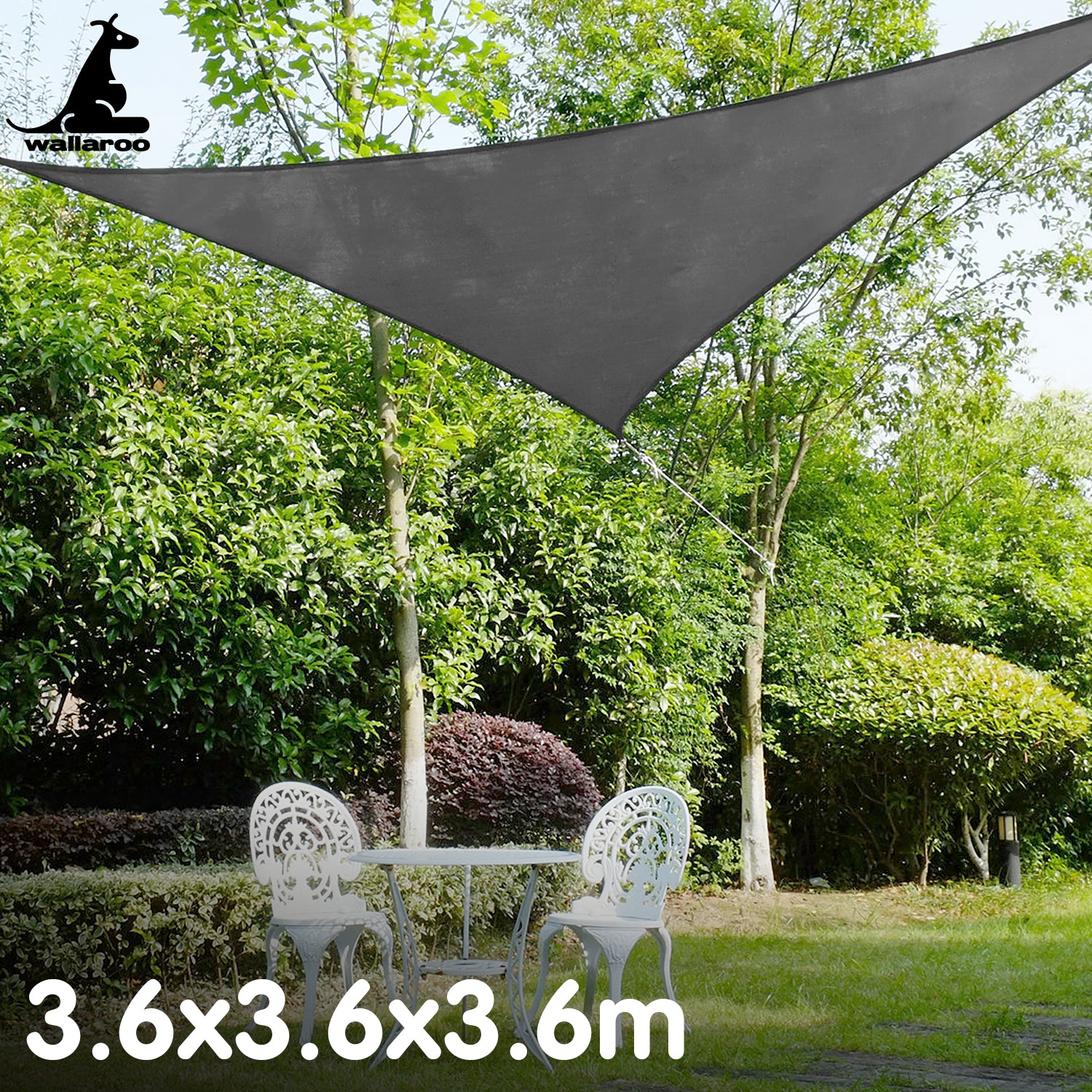 Wallaroo Triangle Shade Sail 3.6 x 3.6 x 3.6M - Grey - SILBERSHELL