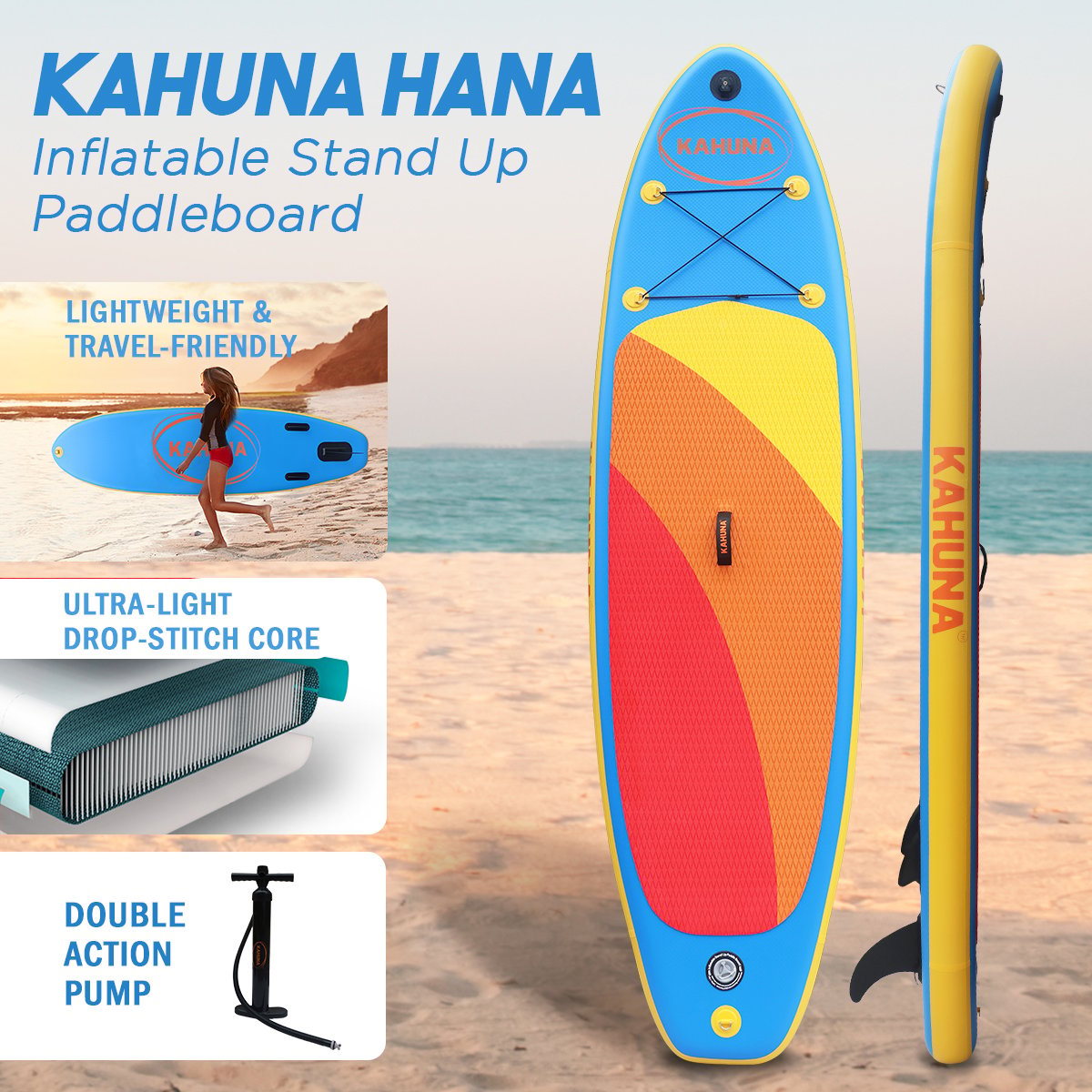 Kahuna Hana Inflatable Stand Up Paddle Board 10FT w/ iSUP Accessories - SILBERSHELL