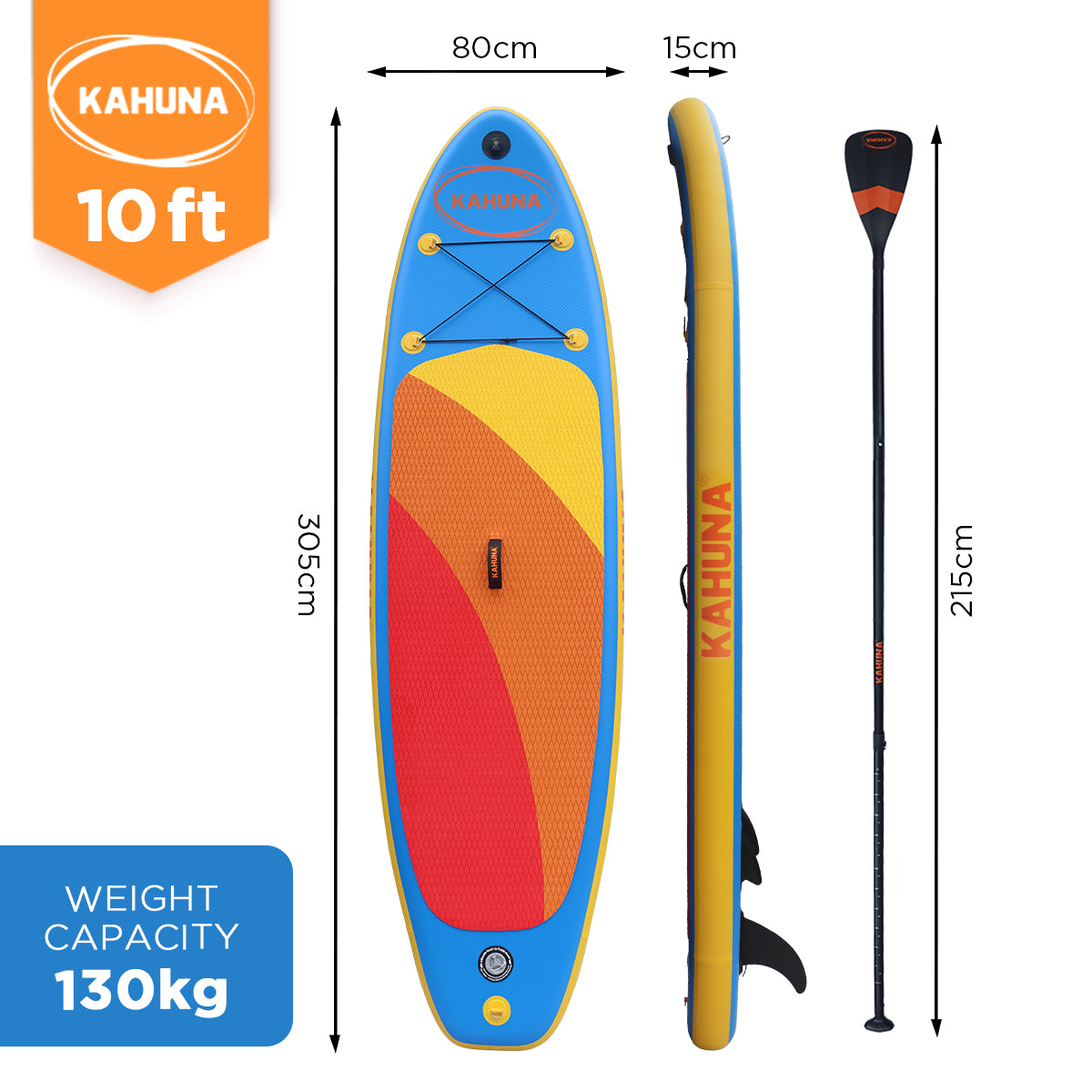 Kahuna Hana Inflatable Stand Up Paddle Board 10FT w/ iSUP Accessories - SILBERSHELL