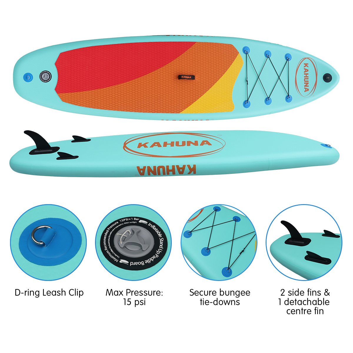 Kahuna Hana Inflatable Stand Up Paddle Board 10ft6in iSUP Accessories - SILBERSHELL