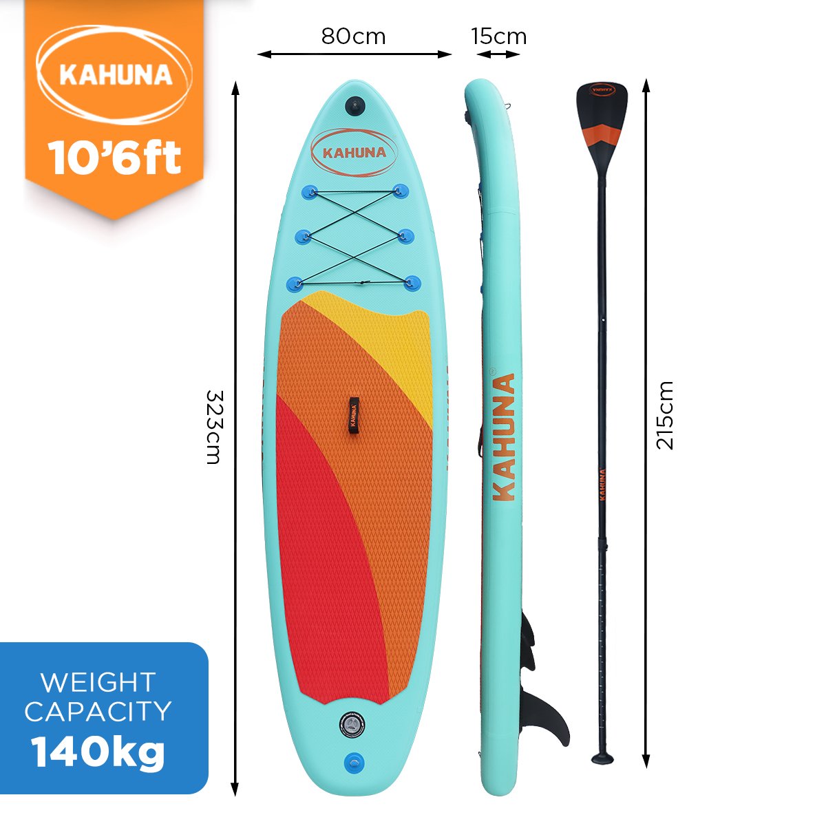 Kahuna Hana Inflatable Stand Up Paddle Board 10ft6in iSUP Accessories - SILBERSHELL