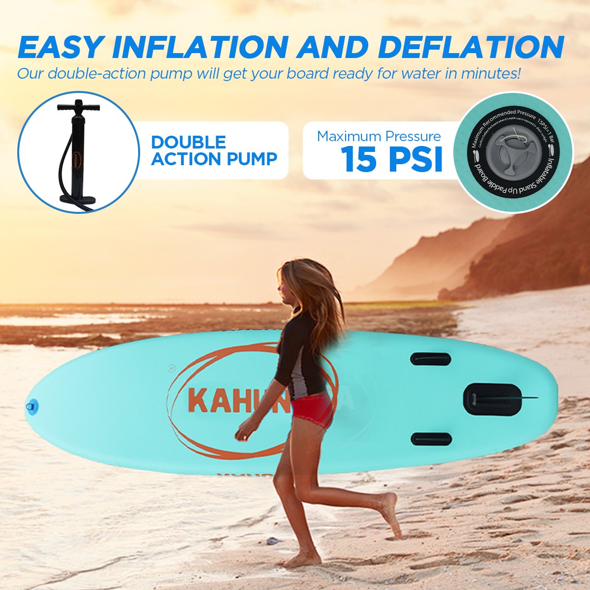 Kahuna Hana Inflatable Stand Up Paddle Board 10ft6in iSUP Accessories - SILBERSHELL