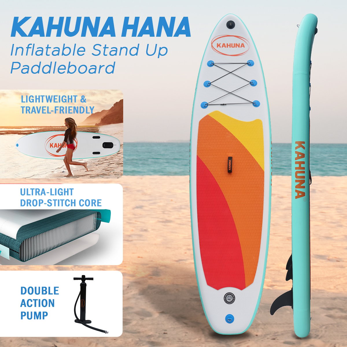 Kahuna Hana Inflatable Stand Up Paddle Board 11FT SUP Paddleboard - SILBERSHELL