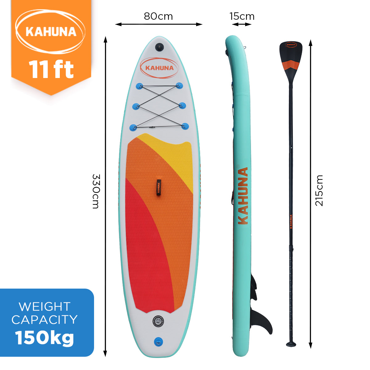 Kahuna Hana Inflatable Stand Up Paddle Board 11FT SUP Paddleboard - SILBERSHELL
