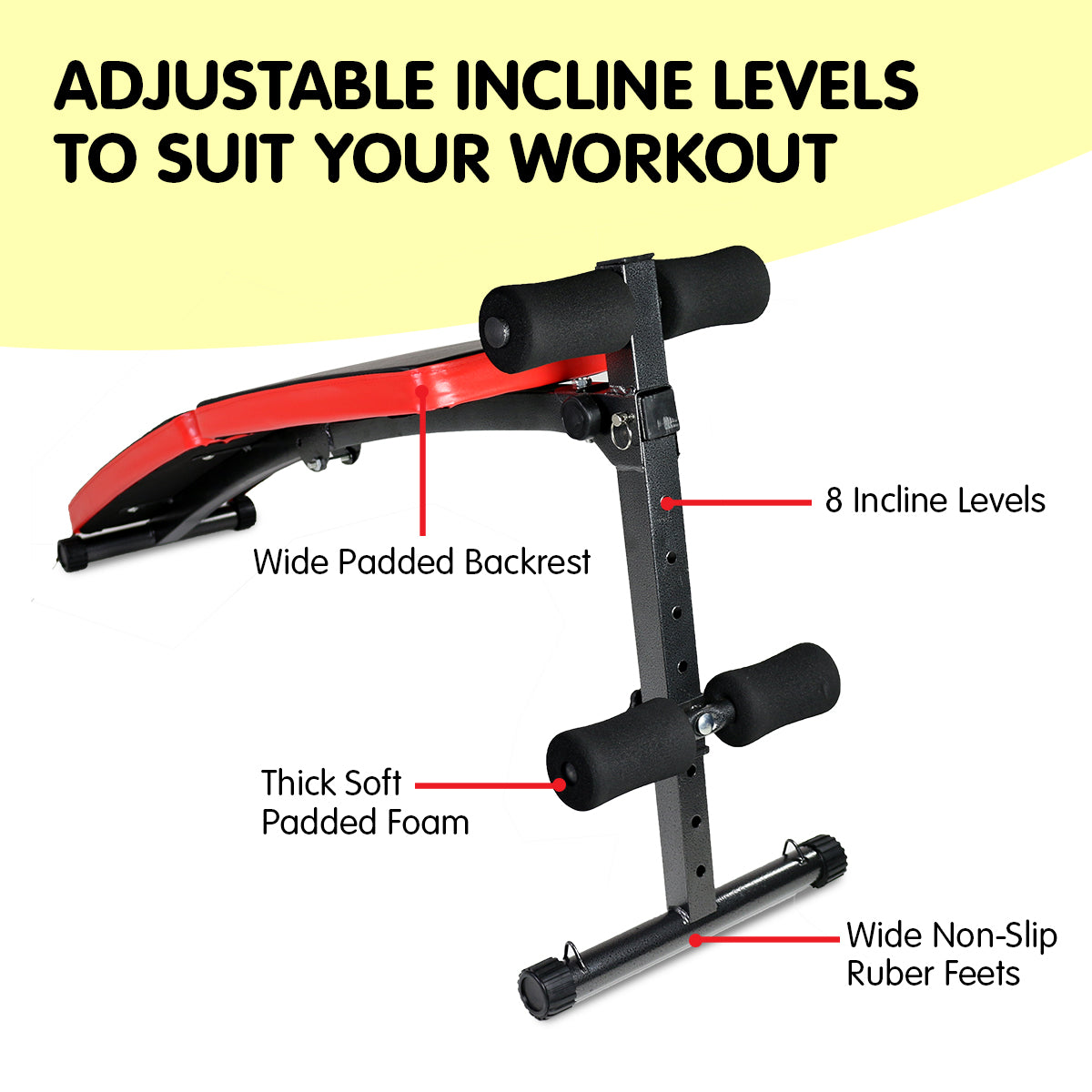 Powertrain Inclined Sit up bench with Resistance bands - SILBERSHELL