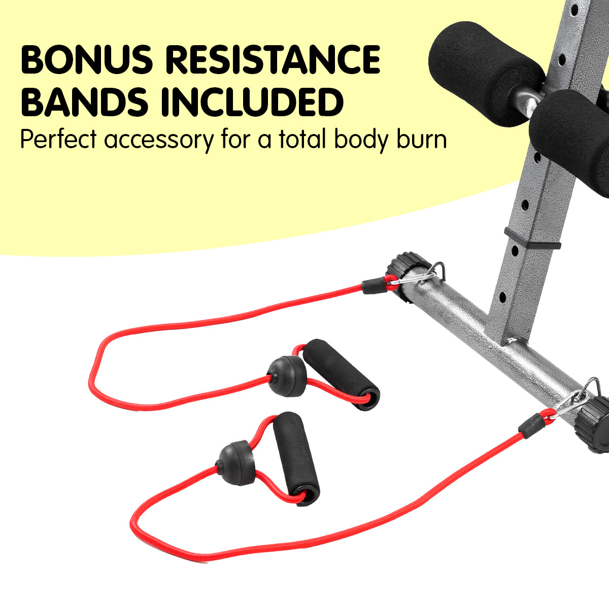 Powertrain Inclined Sit up bench with Resistance bands - SILBERSHELL