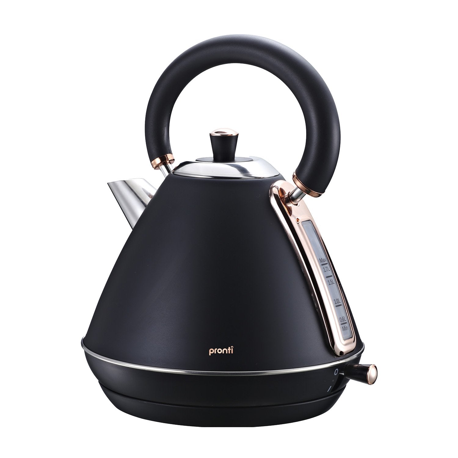 Pronti 1.7L Rose Trim Collection Kettle - Black - SILBERSHELL