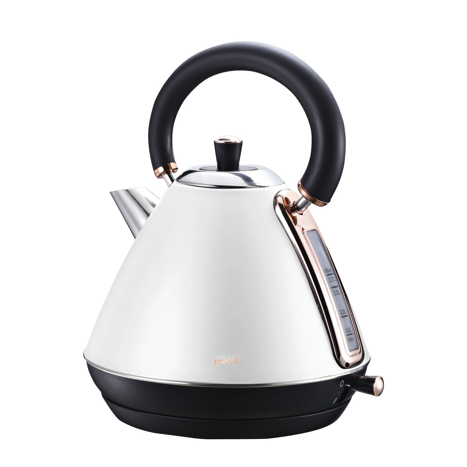 Pronti 1.7l Rose Trim Collection Kettle - White - SILBERSHELL