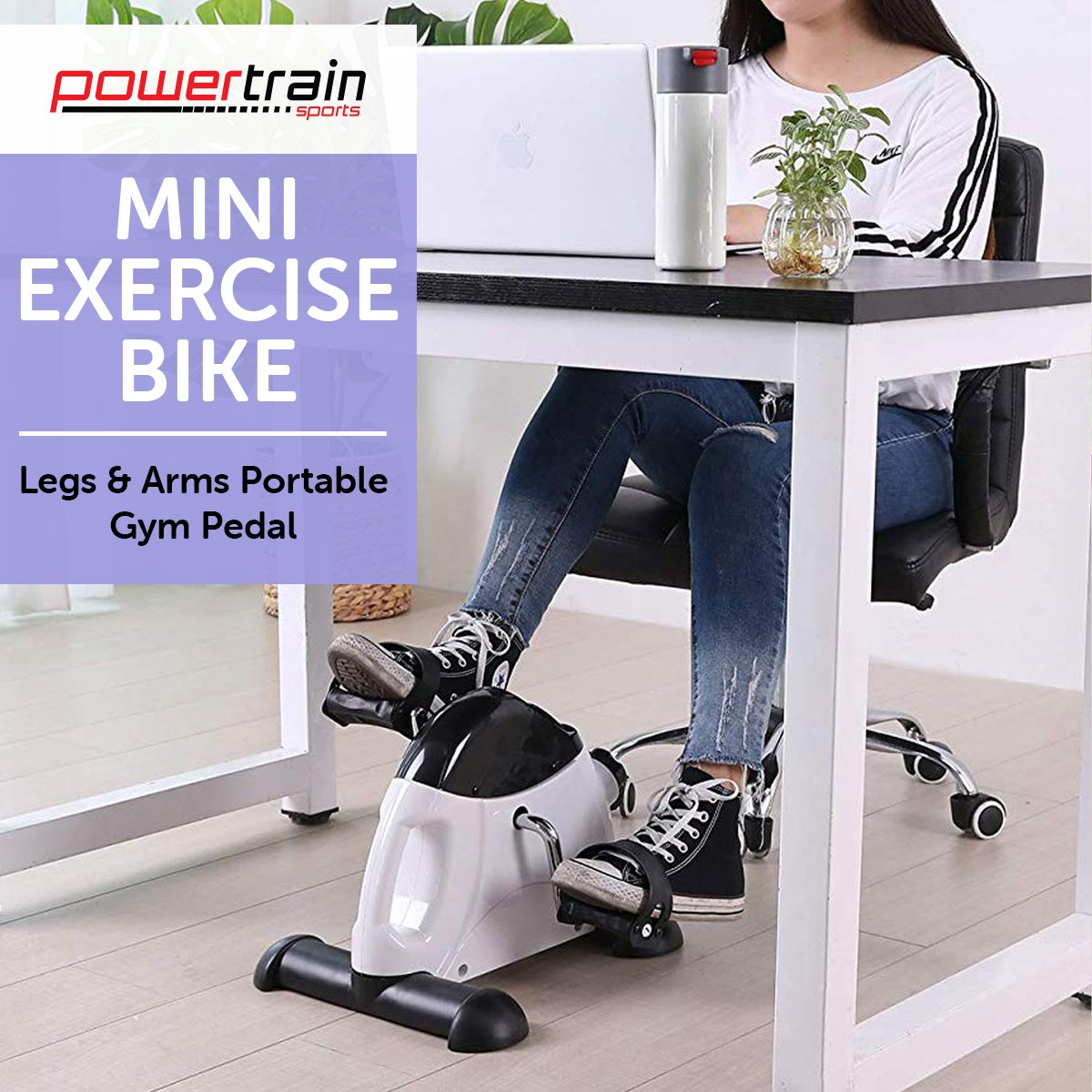 Powertrain Mini Exercise Bike Arm and Leg Pedal Exerciser - SILBERSHELL