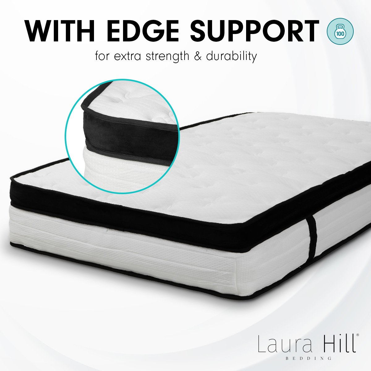 Laura Hill  Double Mattress Bed Size Euro Top 5 Zone Spring Foam 32cm Bedding Pocket - SILBERSHELL