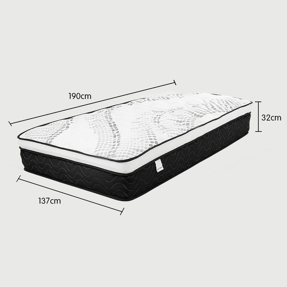 Laura Hill Double Mattress Bed Size Euro Top Topper 5 Zone Spring Foam 32cm - SILBERSHELL