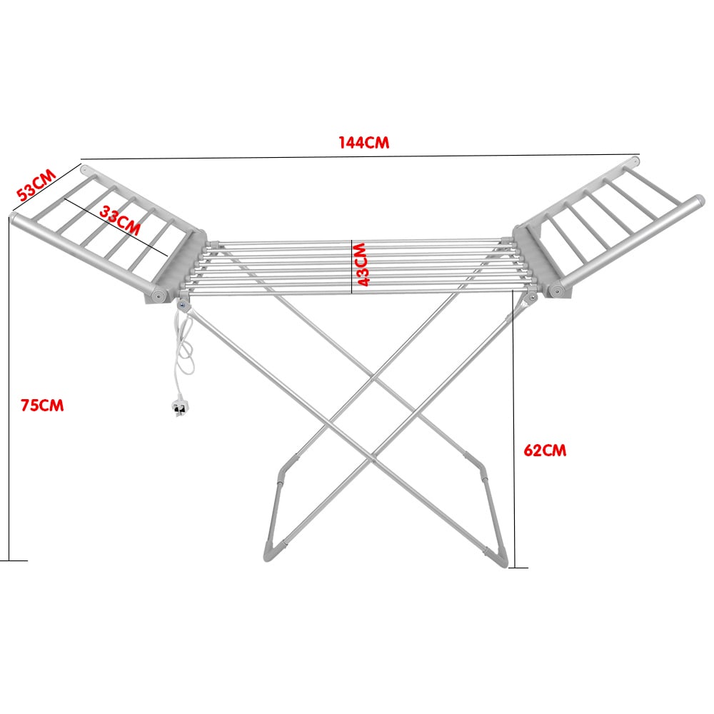 Pronti Heated Towel Clothes Rack Dryer Warmer Rack Airer Heat Line Hanger Laundry - SILBERSHELL