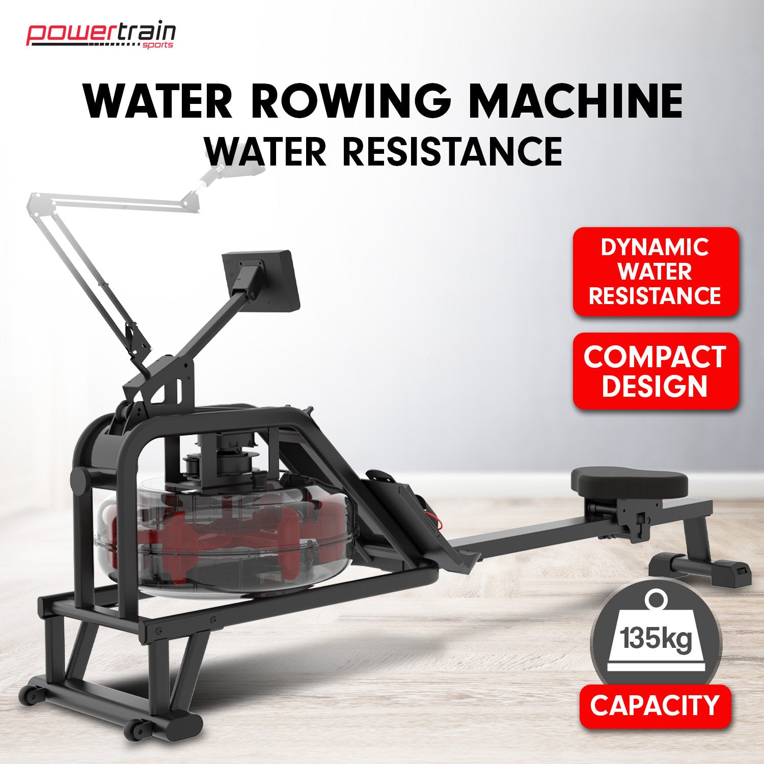 Powertrain 13L Water Resistance Rowing Machine Rower - SILBERSHELL