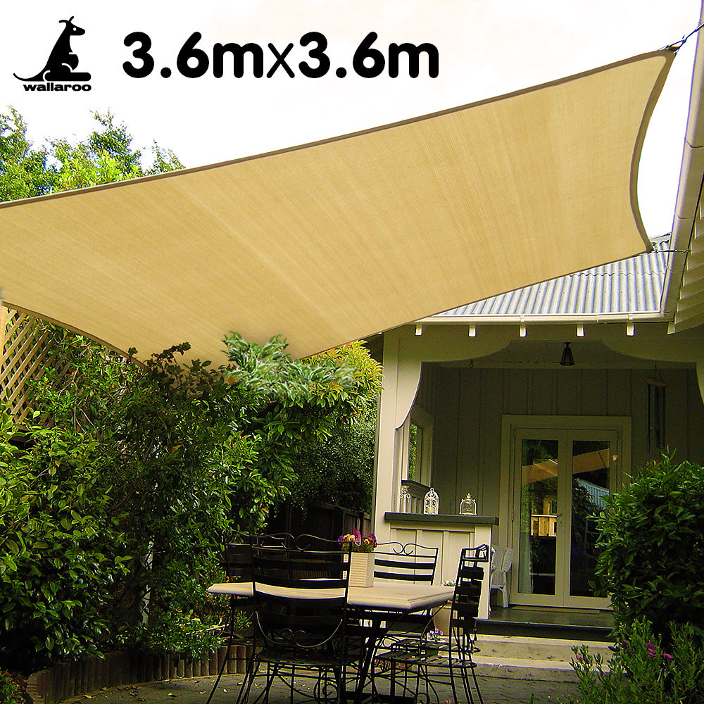 Wallaroo Square Shade Sail 3.6m x 3.6m - Sand - SILBERSHELL