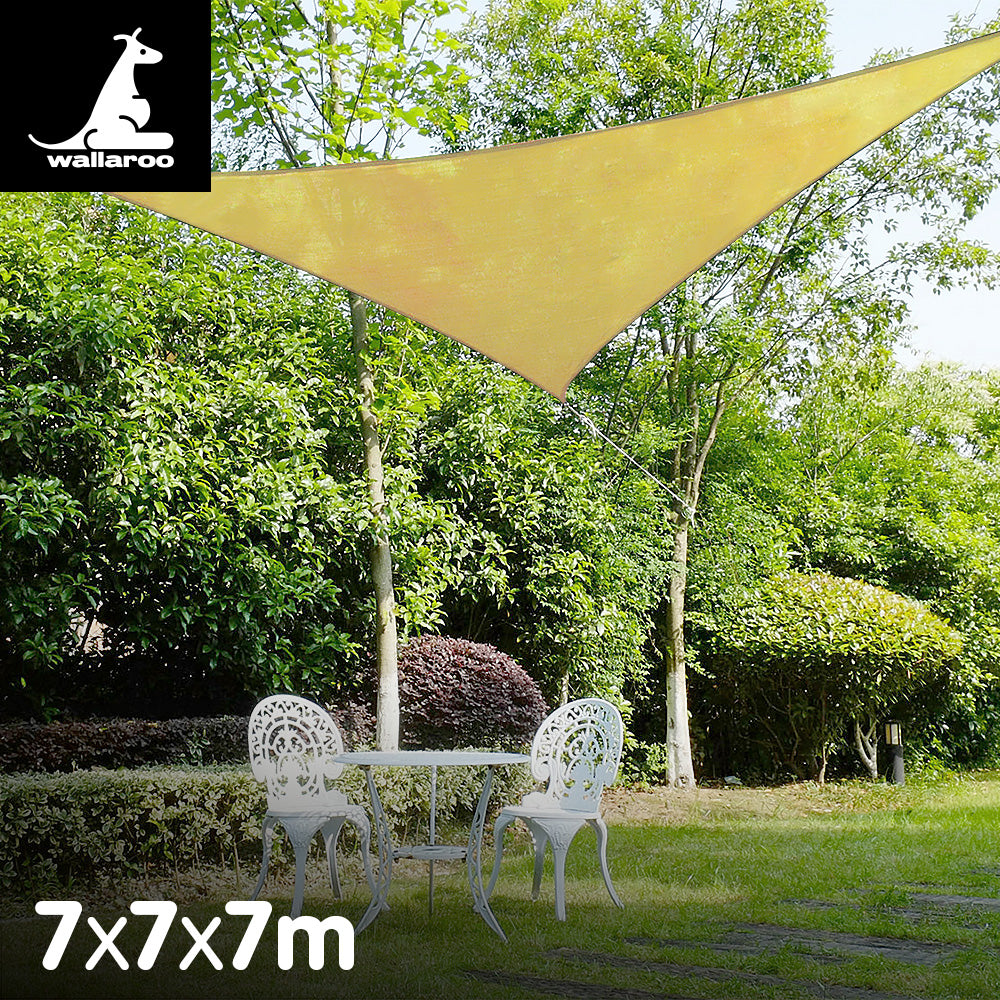 Wallaroo Triangle Shade Sail 7x7x7 - Sand - SILBERSHELL