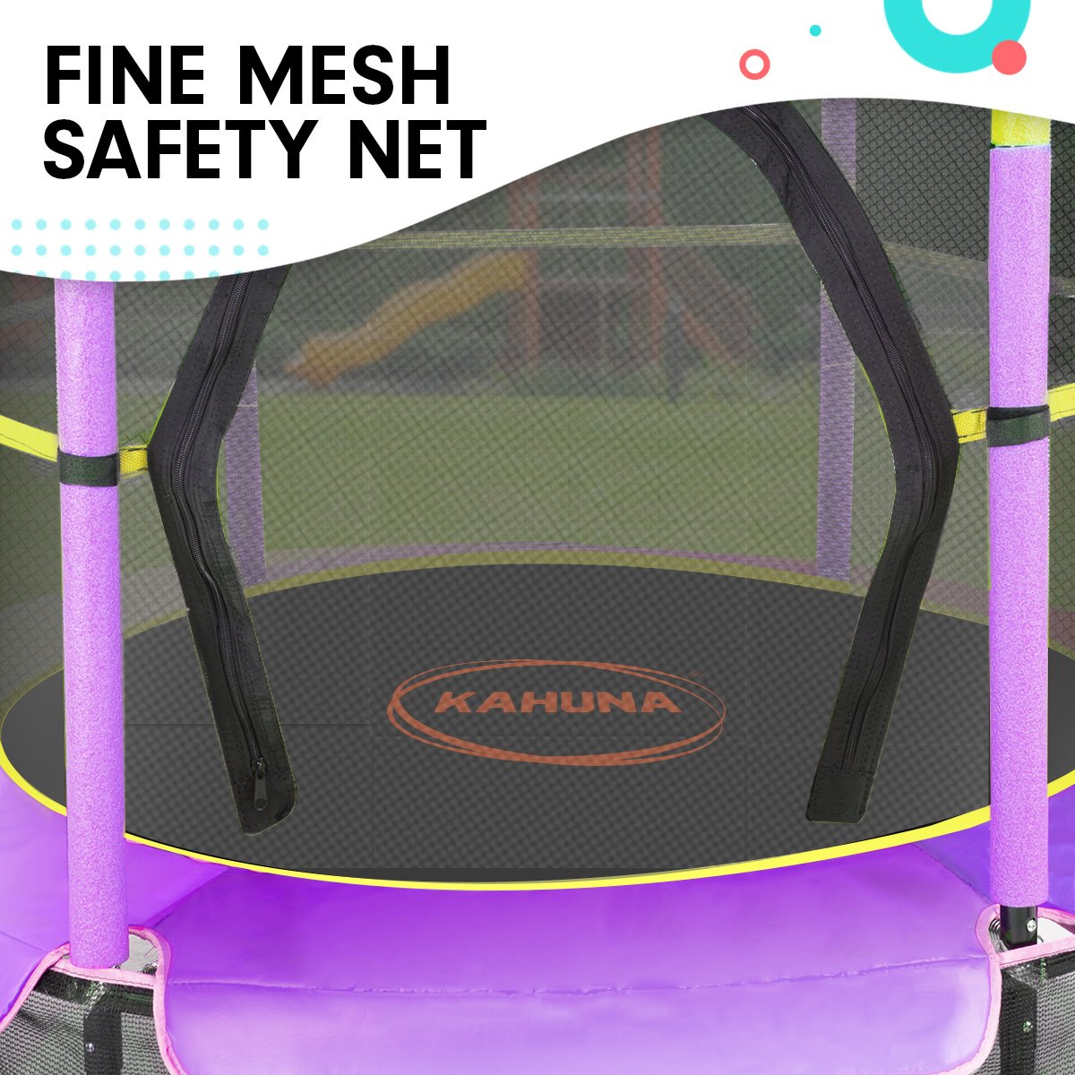 Kahuna 4.5ft Trampoline Round Free Safety Net Spring Pad Cover Mat Outdoor Yellow Purple - SILBERSHELL