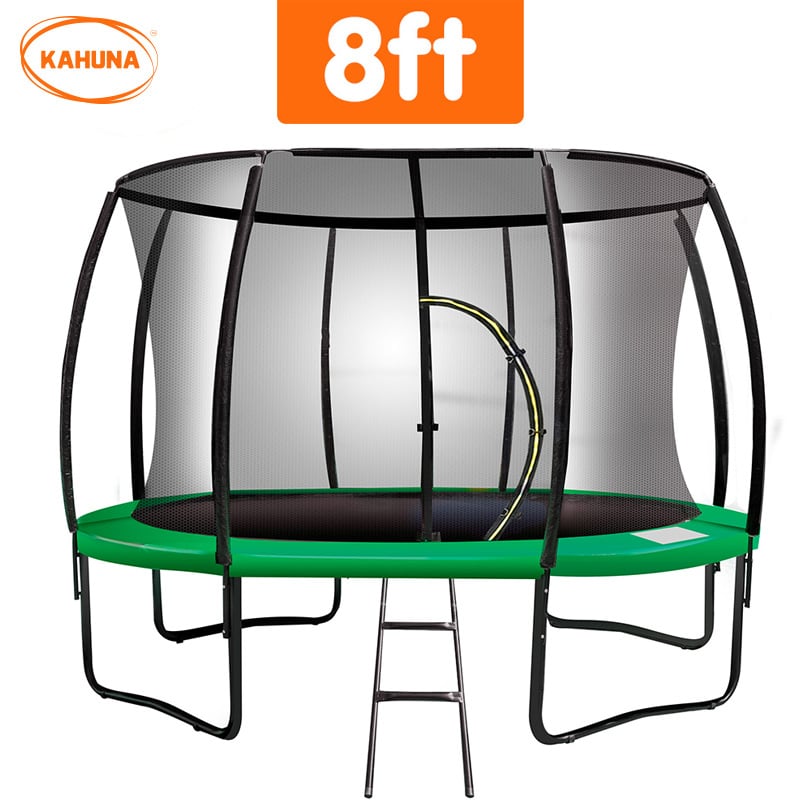 Kahuna 8ft Trampoline Free Ladder Spring Mat Net Safety Pad Cover Round Enclosure Green - SILBERSHELL