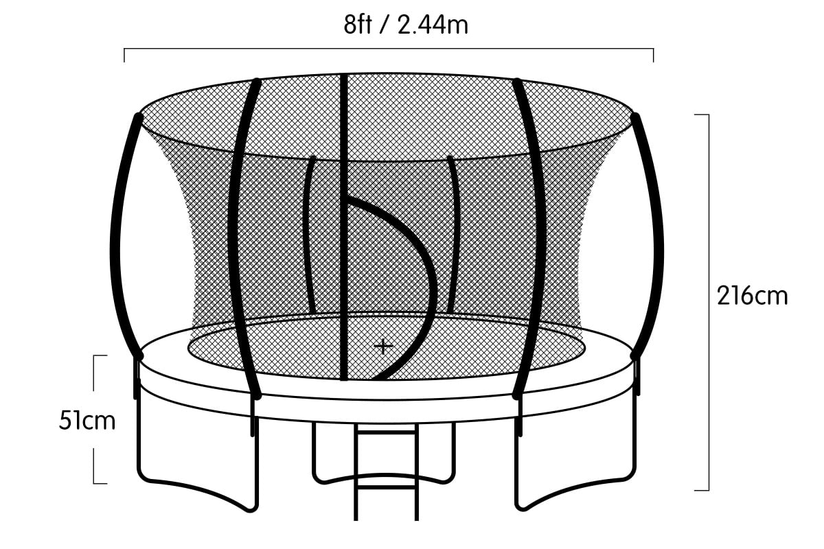 Kahuna 8ft Trampoline Free Ladder Spring Mat Net Safety Pad Cover Round Enclosure Green - SILBERSHELL