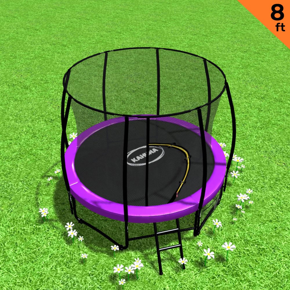 Kahuna 8ft Trampoline Free Ladder Spring Mat Net Safety Pad Cover Round Enclosure Purple - SILBERSHELL