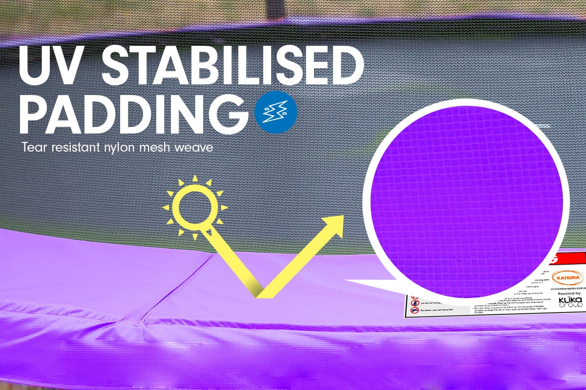 Kahuna 8ft Trampoline Free Ladder Spring Mat Net Safety Pad Cover Round Enclosure Purple - SILBERSHELL