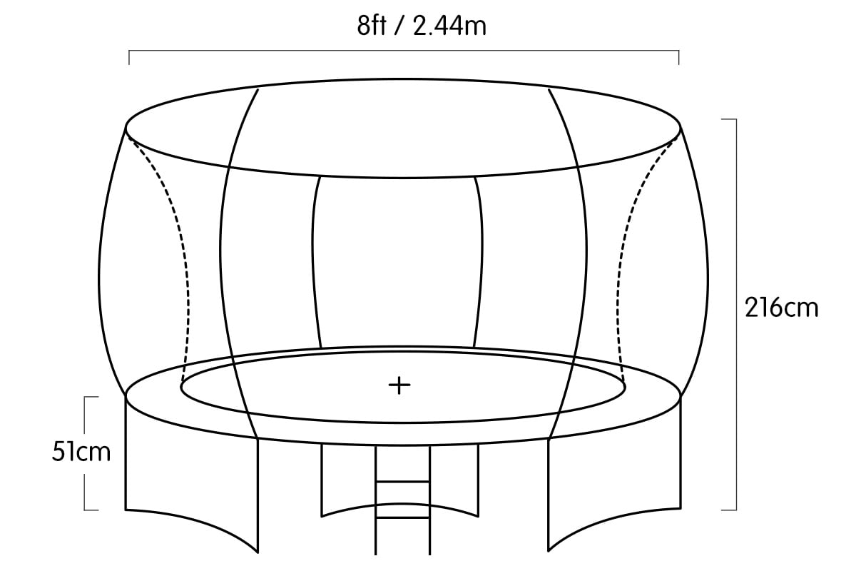 Kahuna 8ft Outdoor Rainbow Trampoline For Kids And Children Suited For Fitness Exercise Gymnastics With Safety Enclosure - SILBERSHELL