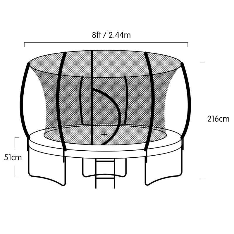 Kahuna 8ft Outdoor Trampoline Kids Children With Safety Enclosure Mat Pad Net Ladder Basketball Hoop Set - Rainbow - SILBERSHELL