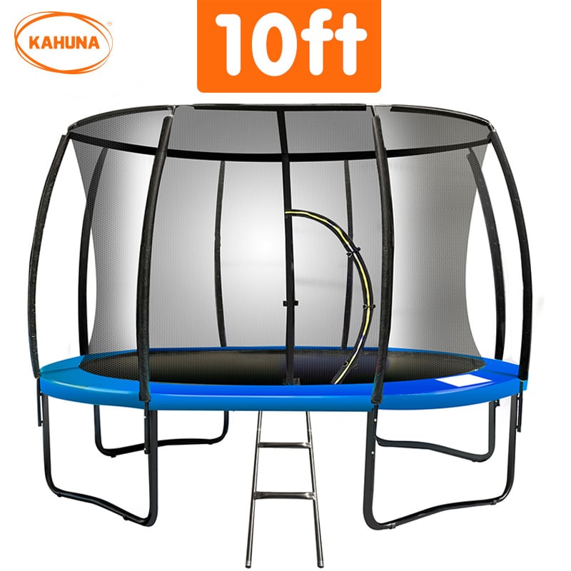 Kahuna 10ft Trampoline Free Ladder Spring Mat Net Safety Pad Cover Round Enclosure Blue - SILBERSHELL