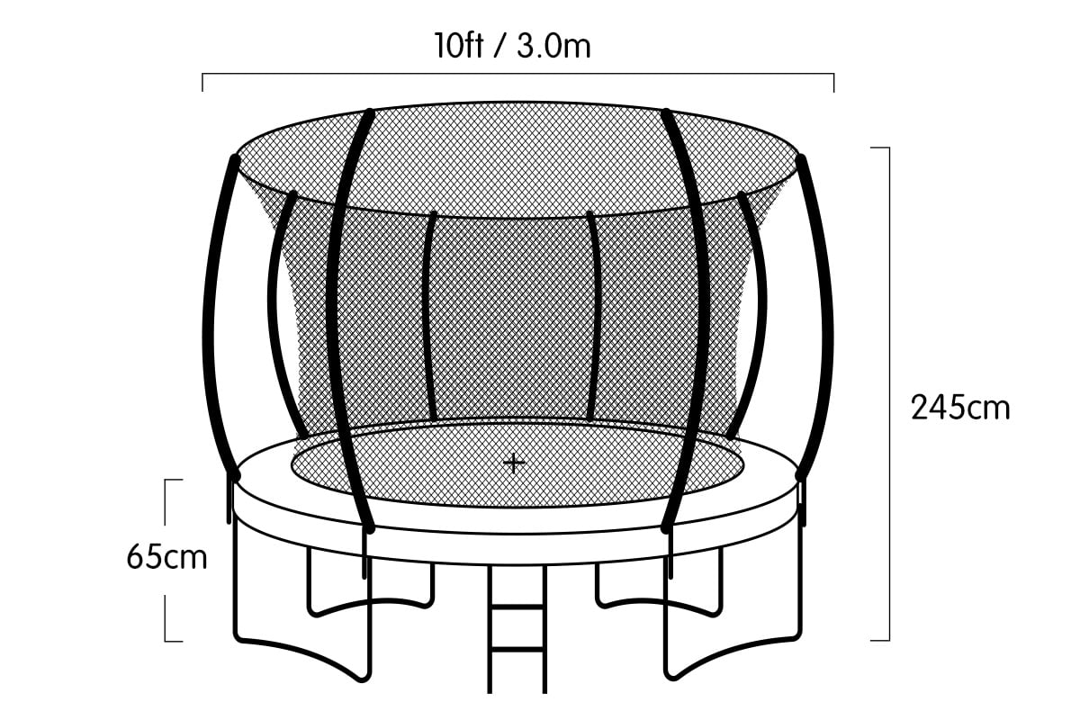 Kahuna 10ft Outdoor Trampoline With Safety Enclosure Pad Ladder Basketball Hoop Set Blue - SILBERSHELL