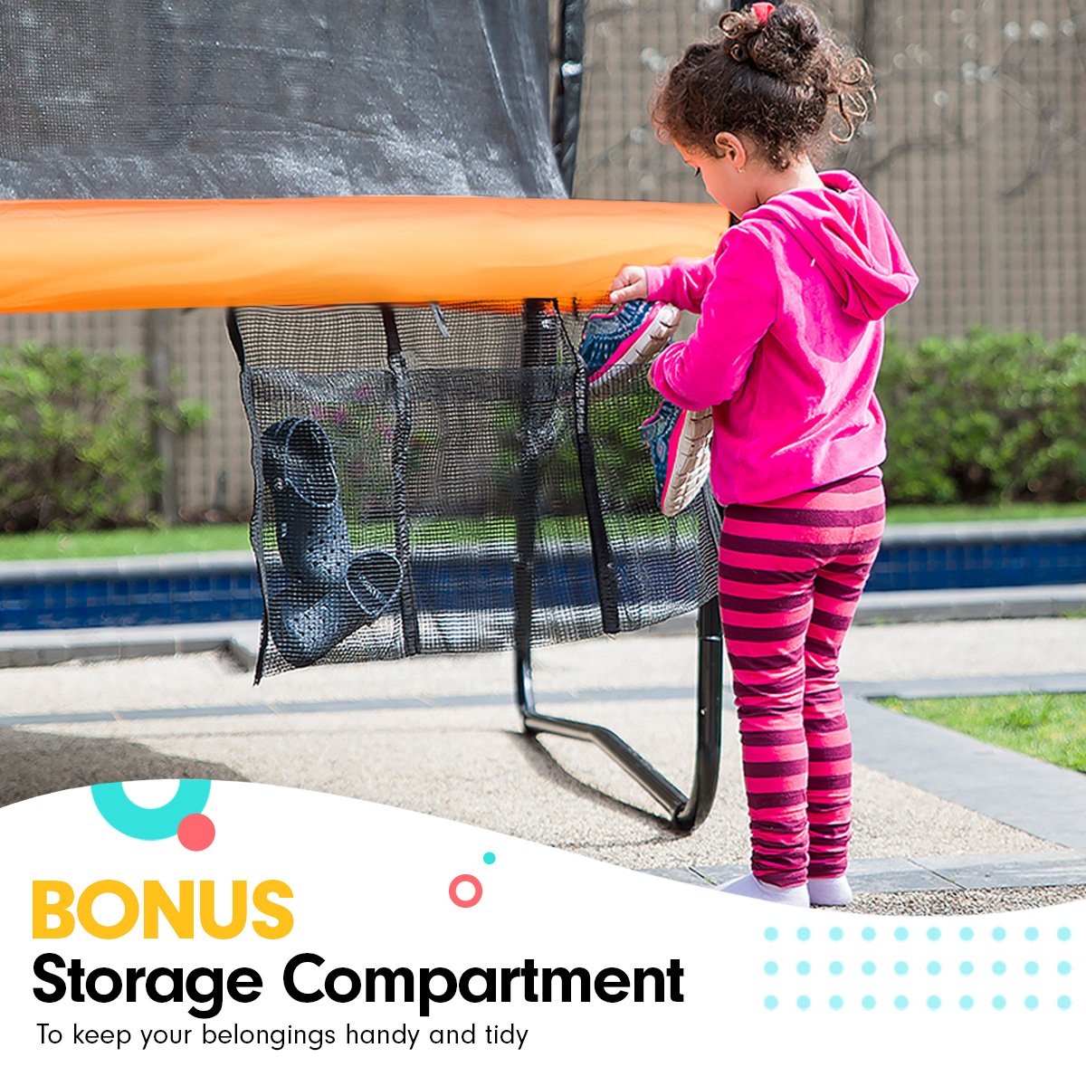 Kahuna 10ft Outdoor Trampoline Kids Children With Safety Enclosure Mat Pad Net Ladder Basketball Hoop Set - Orange - SILBERSHELL