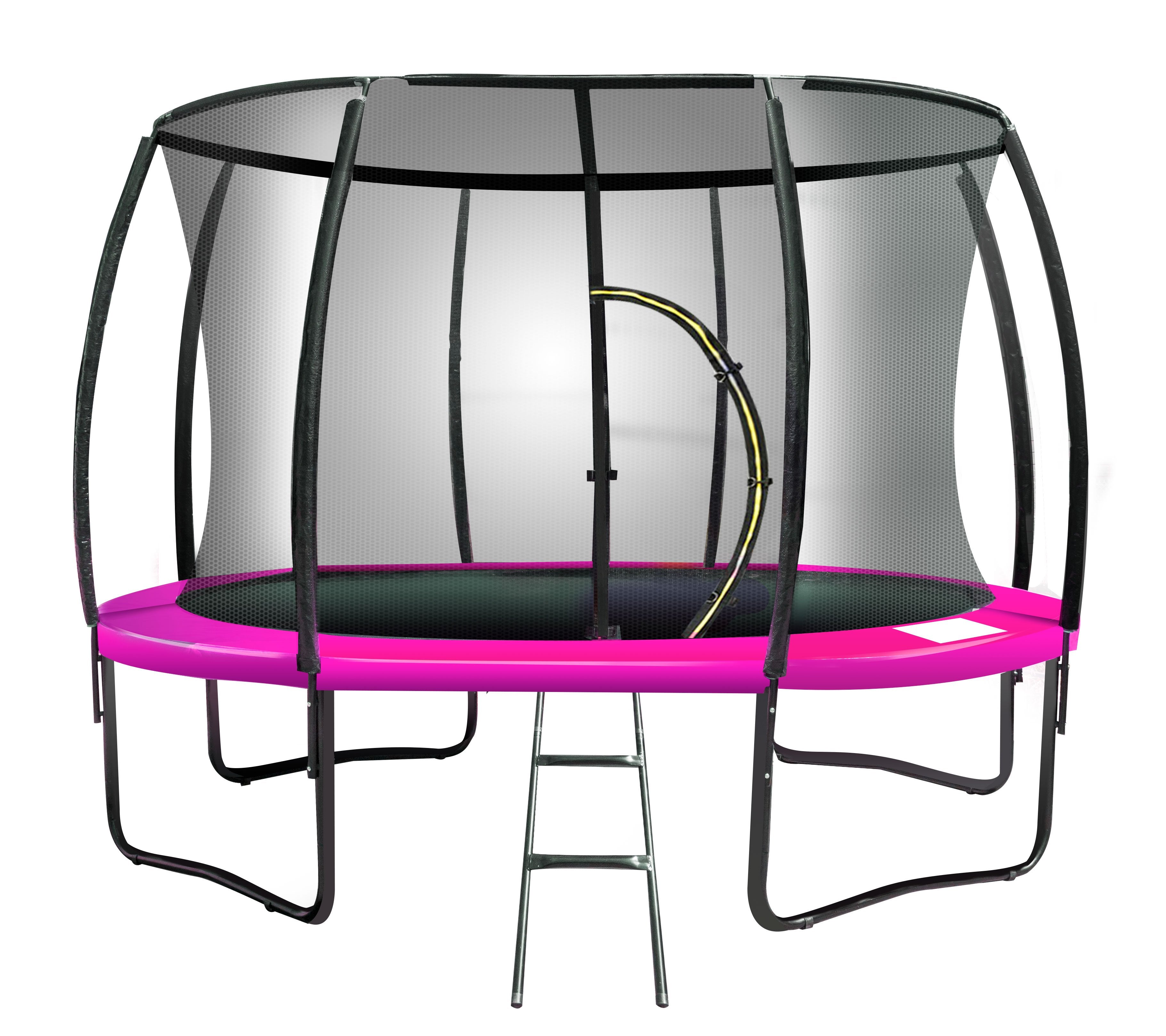 Kahuna 10ft Outdoor Trampoline With Safety Enclosure Pad Ladder Basketball Hoop Set Pink - SILBERSHELL