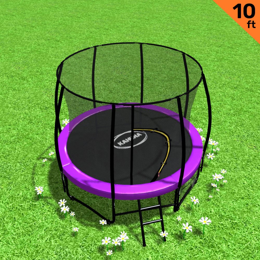 Kahuna 10ft Trampoline Free Ladder Spring Mat Net Safety Pad Cover Round Enclosure Purple - SILBERSHELL