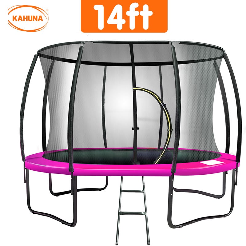 Kahuna 14ft Trampoline Free Ladder Spring Mat Net Safety Pad Cover Round Enclosure - Pink - SILBERSHELL