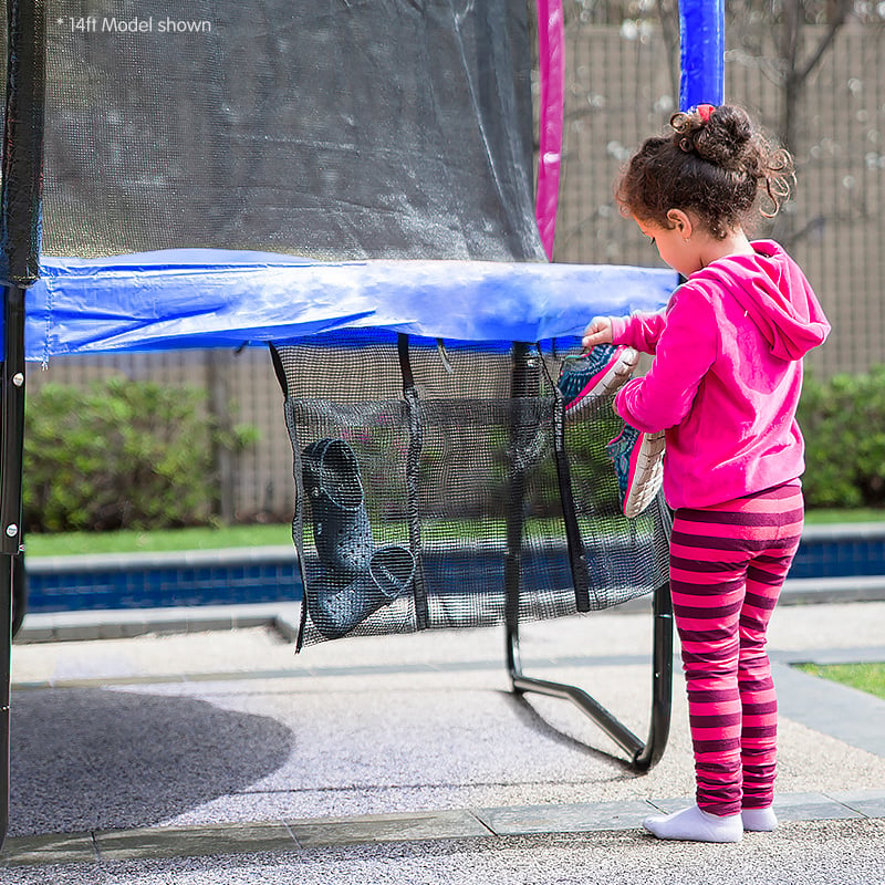 Kahuna 14ft Outdoor Trampoline Kids Children With Safety Enclosure Pad Mat Ladder Basketball Hoop Set - Rainbow - SILBERSHELL