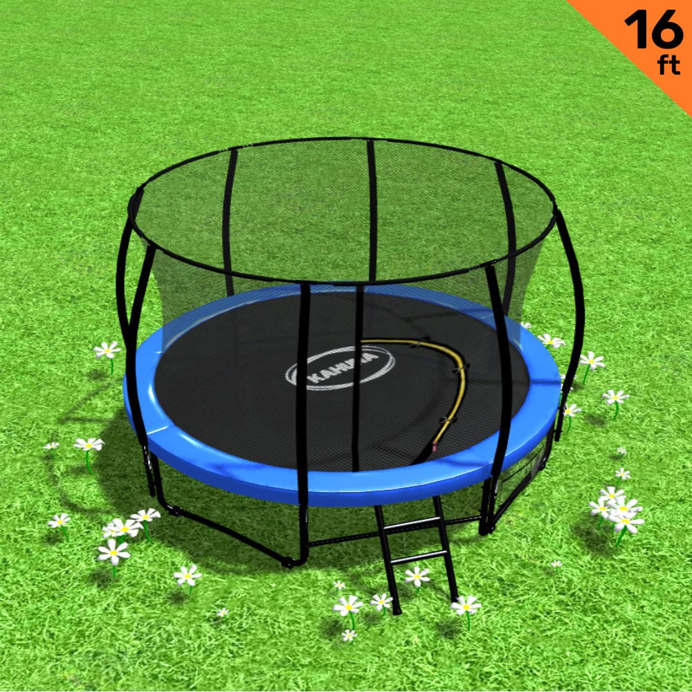 Kahuna 16ft Trampoline Free Ladder Spring Mat Net Safety Pad Cover Round Enclosure - Blue - SILBERSHELL