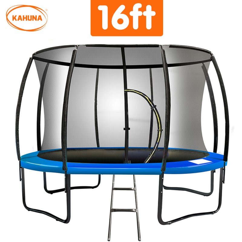 Kahuna 16ft Trampoline Free Ladder Spring Mat Net Safety Pad Cover Round Enclosure - Blue - SILBERSHELL