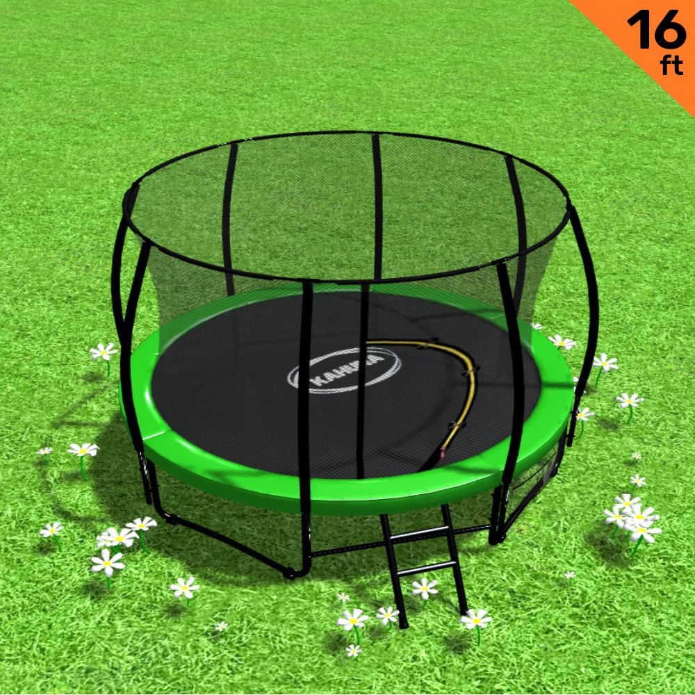 Kahuna 16ft Trampoline Free Ladder Spring Mat Net Safety Pad Cover Round Enclosure - Green - SILBERSHELL