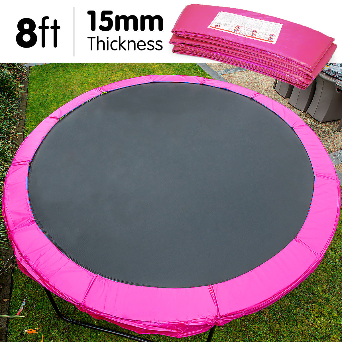 Kahuna 8ft Trampoline Replacement Pad Round - Pink - SILBERSHELL