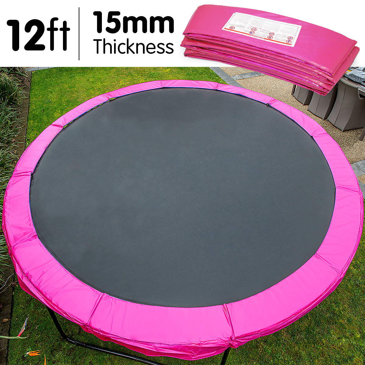 Kahuna 12ft Trampoline Replacement Pad Round - Pink - SILBERSHELL