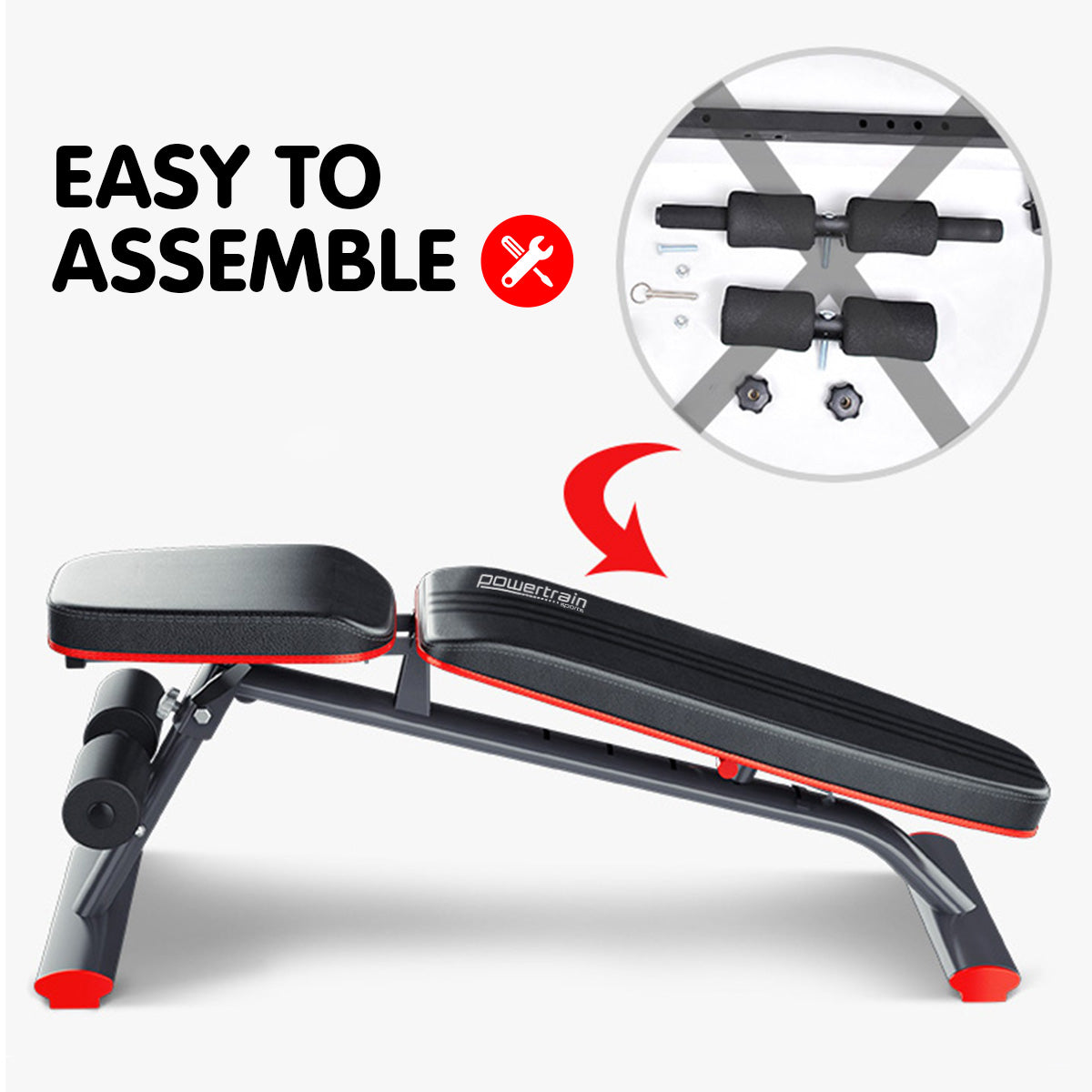 Powertrain Home Gym Bench Adjustable Flat Incline Decline FID 250KG Load - SILBERSHELL