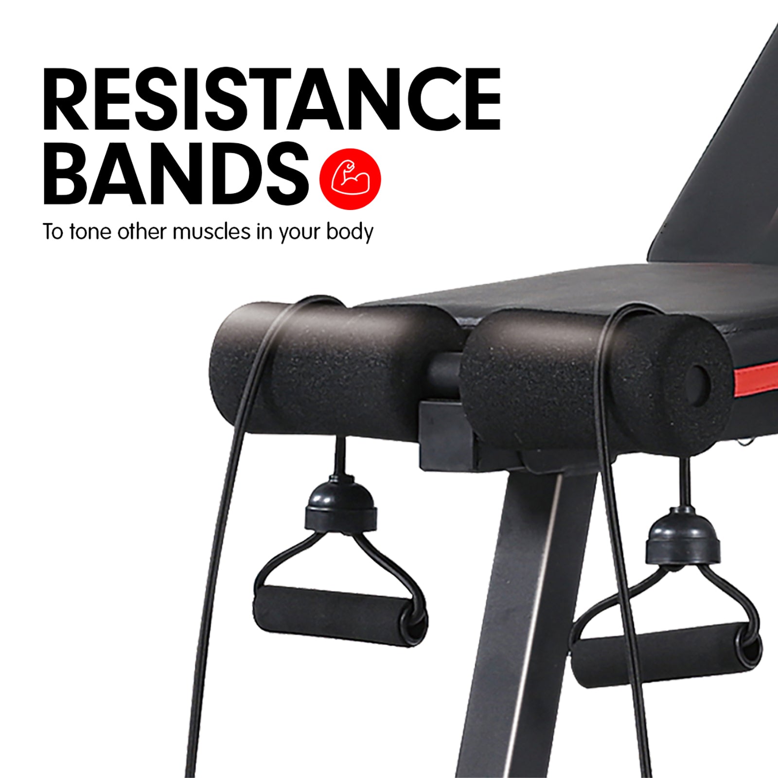 Powertrain Adjustable Incline Decline Exercise Bench Resistance Bands - SILBERSHELL