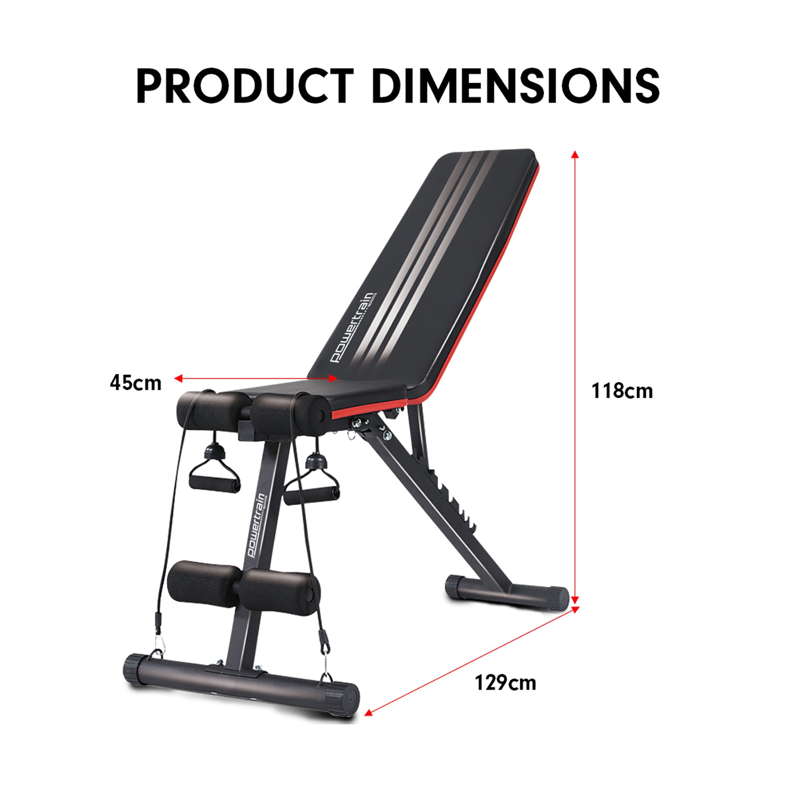 Powertrain Adjustable Incline Decline Exercise Bench Resistance Bands - SILBERSHELL