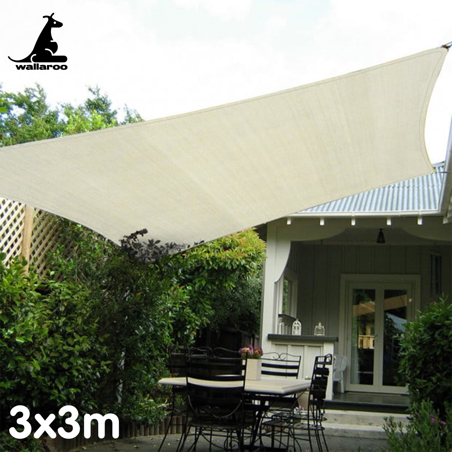 Wallaroo UV-Stabilised Waterproof Shade Sail 3x3M - SILBERSHELL