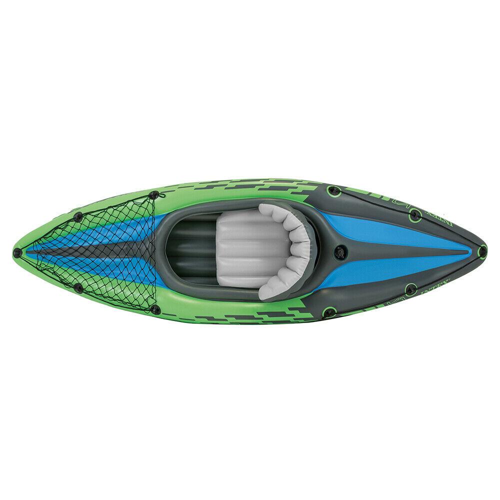 Intex Sports Challenger K1 Inflatable Kayak 1 Seat Floating Boat Oars River Lake 68305NP - SILBERSHELL