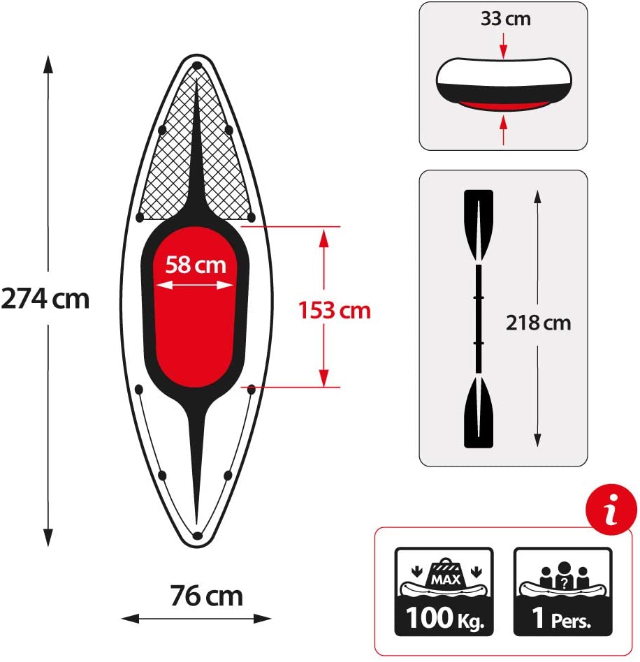 Intex Sports Challenger K1 Inflatable Kayak 1 Seat Floating Boat Oars River Lake 68305NP - SILBERSHELL