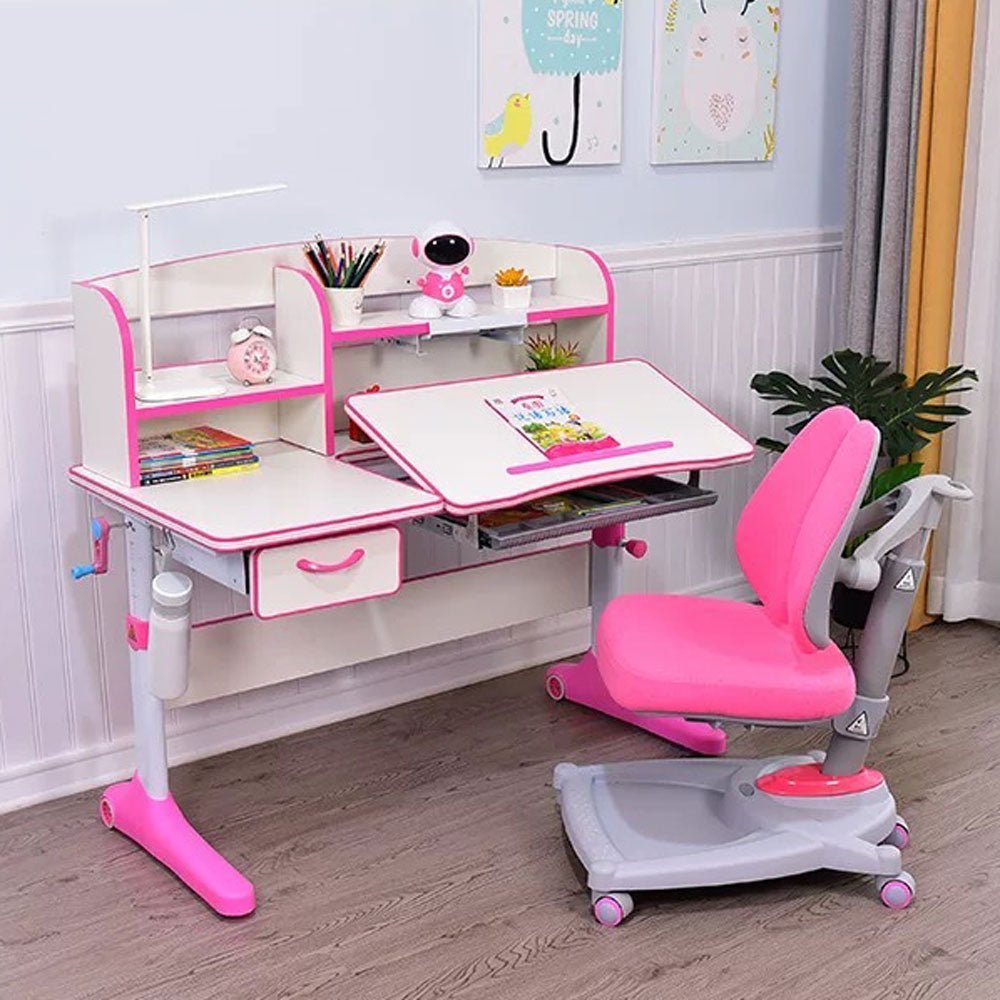 Height Adjustable Children Kids Ergonomic Study Desk Chair Set 120cm Pink AU - SILBERSHELL