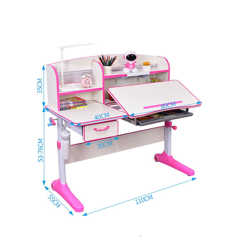 120cm Height Adjustable Children Kids Ergonomic Study Desk Pink AU - SILBERSHELL